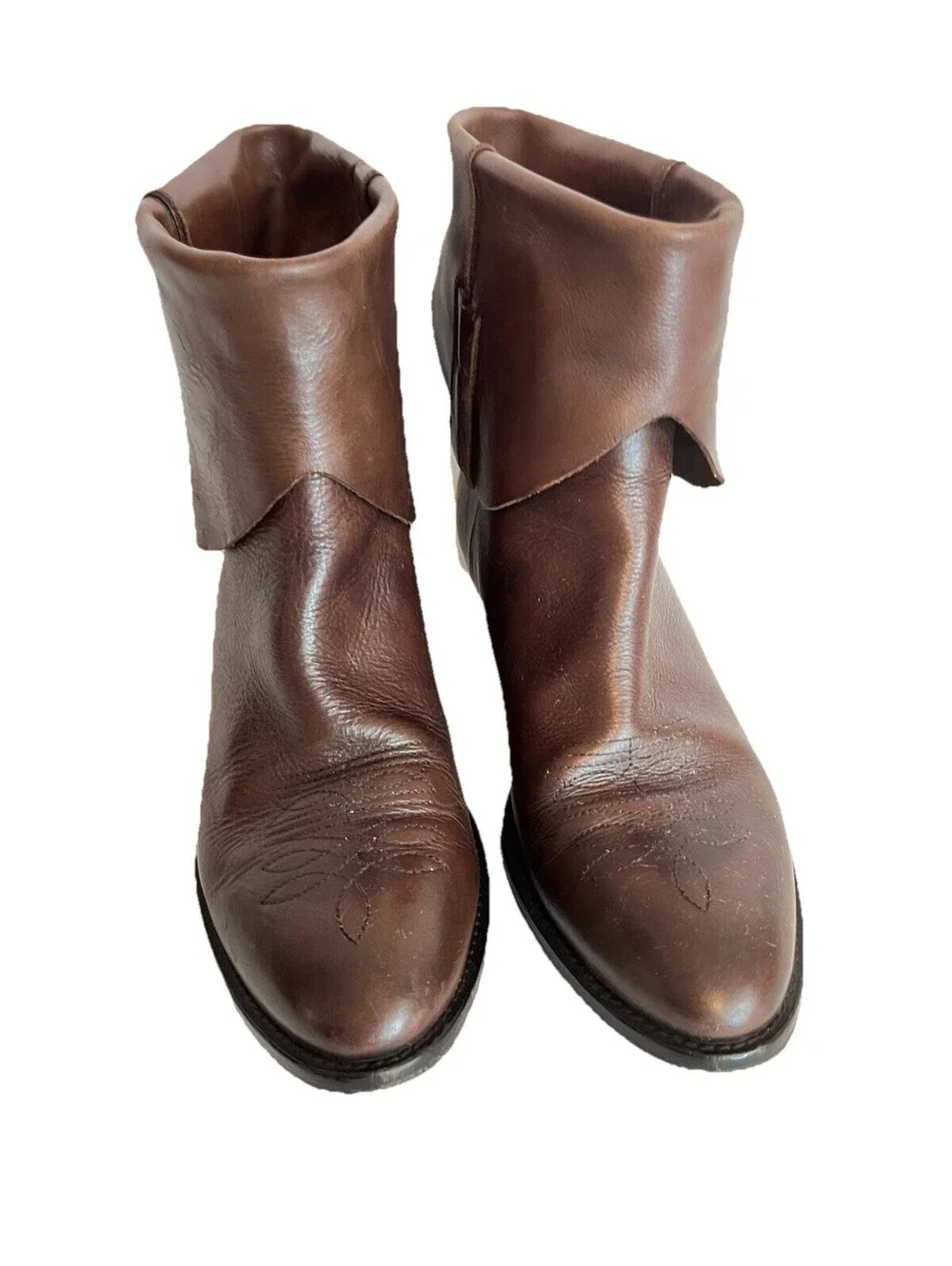ELENA IACHI Italy Genuine Brown Leather Cowboy Ankle Boots Women’s Sz 37 US 6.5